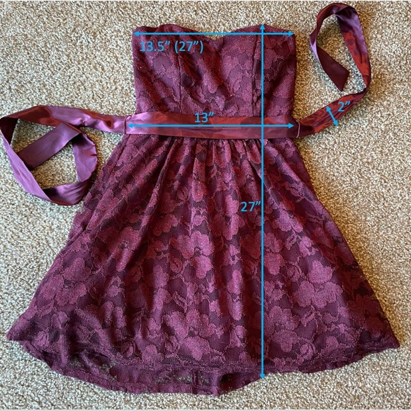 👗HP👗 Delias Burgundy Strapless Dress - Picture 5 of 13